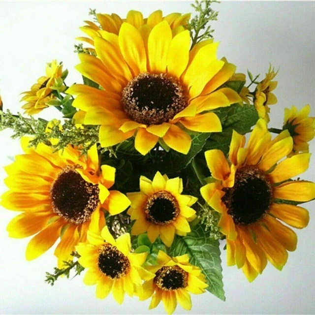 Main image of 26-Head Artificial Sunflower Silk Fake Flowers Bouquet Wedding Floral Home Decor