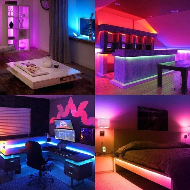 Alt view image 7 of 7 - LED Strip Lights 32.8 ft Music Sync Bluetooth 5050 RGB Room Light with Remote