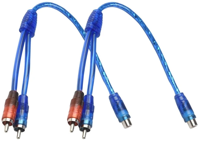 Main image of 2pcs RCA Y Splitter Audio Jack Cable Adapter 1 Female to 2 Male Connector Blue