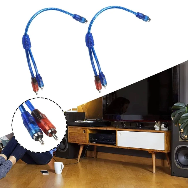 Alt view image 6 of 7 - 2pcs RCA Y Splitter Audio Jack Cable Adapter 1 Female to 2 Male Connector Blue