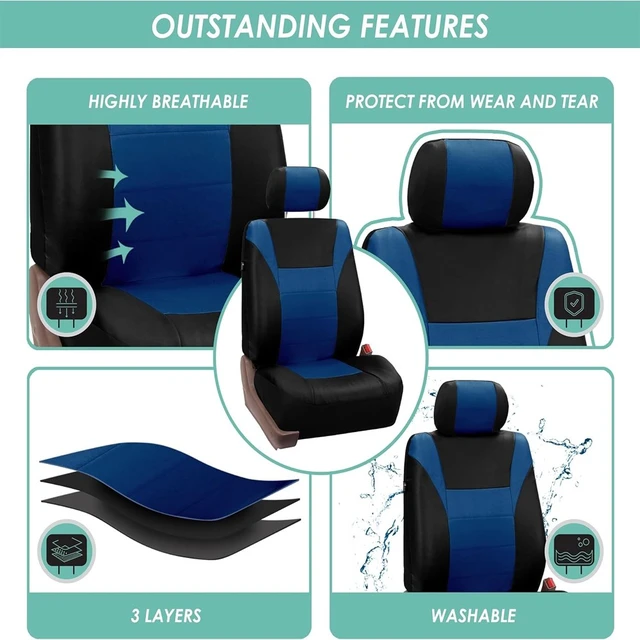 Alt view image 4 of 6 - Full Set Faux Leather Car Seat Covers for Low Back Front Seat Covers for SUV