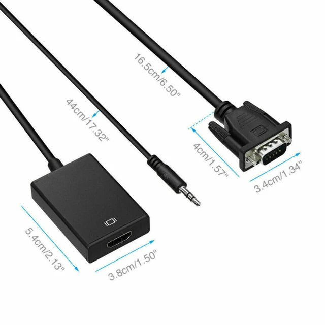 Alt view image 7 of 7 - VGA Analog to HDMI Digital Audio Video Converter Adapter Cable for PC Laptop TV