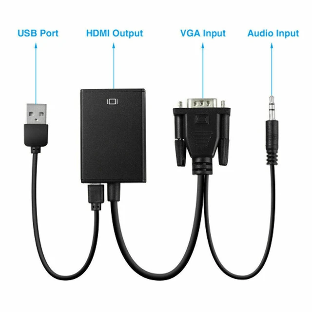 Alt view image 6 of 7 - VGA Analog to HDMI Digital Audio Video Converter Adapter Cable for PC Laptop TV