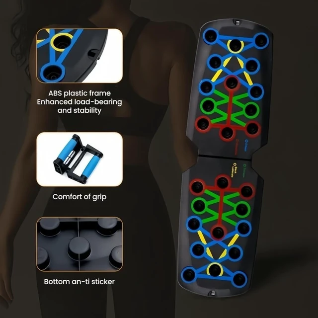 Alt view image 6 of 7 - 28-in-1 Push Up Rack Board System w/ Counter Fitness Home Gym Exercise Stands