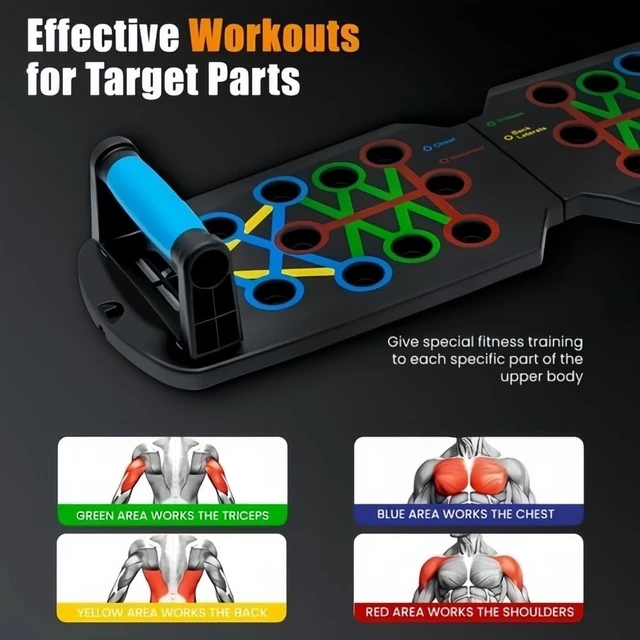 Alt view image 7 of 7 - 28-in-1 Push Up Rack Board System w/ Counter Fitness Home Gym Exercise Stands