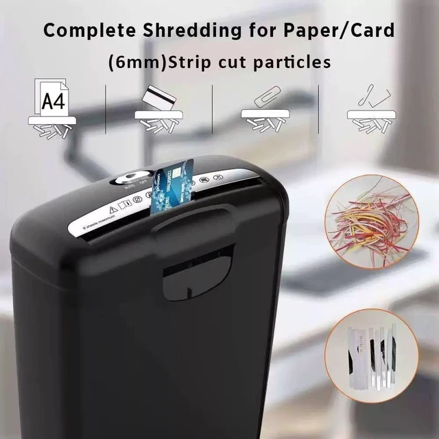 Alt view image 2 of 7 - 6-Sheet Strip-Cut Paper Shredder Credit Card CD DVD Commercial Office Heavy Duty Destory