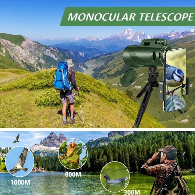 Alt view image 5 of 7 - 40×60 HD Monocular Starscope Telescope Zoom with Phone Clip & Tripod for Birding Camping Hunting
