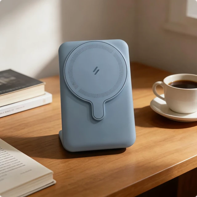 Main image of Mini 5000mAh Magnetic Wireless Power Bank 20W Fast Portable Charger with Stand Blue
