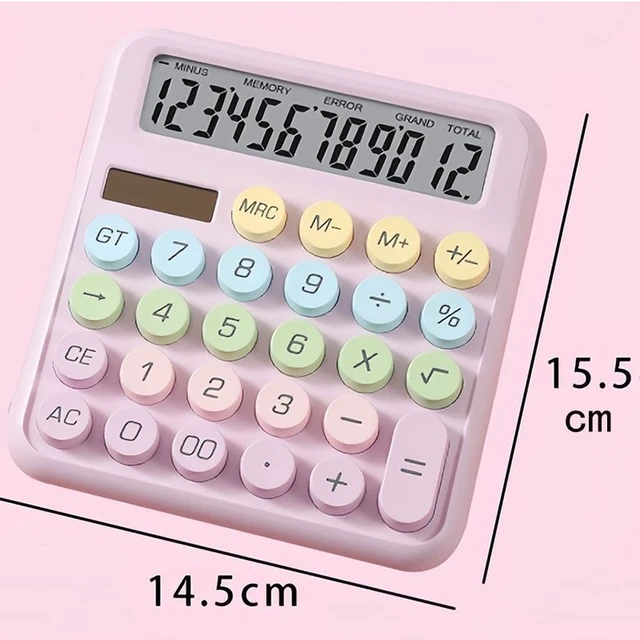 Alt view image 3 of 7 - Cute Desktop Calculator 12 Digit Large LCD Big Button Dual Power Solar Office US