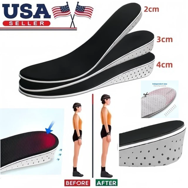 Alt view image 2 of 7 - Breath Shoe Insole Air Cushion Heel insert Increase Taller Height Lift Men Women
