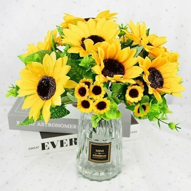 Alt view image 3 of 7 - Artificial Sunflower Bunch Bouquet Flowers Plants Silk Floral Ivy Wedding Rose