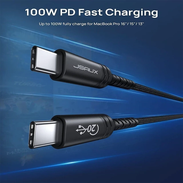 Alt view image 3 of 7 - 100W 20Gbps USB C Fast Charging Data SYNC Nylon Cord for iPhone 16 MacBook Black