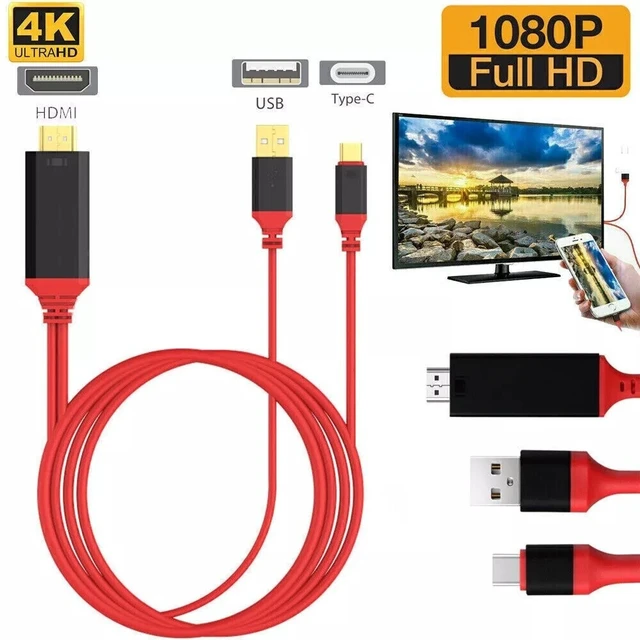 Alt view image 2 of 7 - 4K USB Type C to HDMI TV Video Cable Adapter Cord For Android Phone Tablet 2M