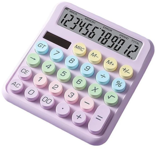 Main image of Aesthetic Desktop Calculator 12 Digit Large Display Big Button Solar Battery