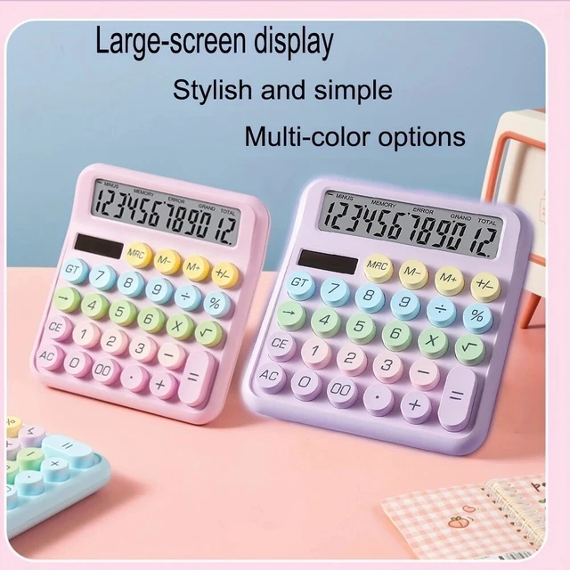 Alt view image 6 of 7 - Aesthetic Desktop Calculator 12 Digit Large Display Big Button Solar Battery