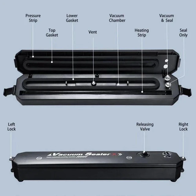 Alt view image 2 of 7 - Auto Vacuum Sealer Machine Food Preservation Storage Saver Automatic w/ Seal Bag
