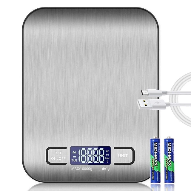 Alt view image 2 of 7 - 10kg 22lb Digital Food Scale Stainless Steel Kitchen Baking Diet Weight Scale