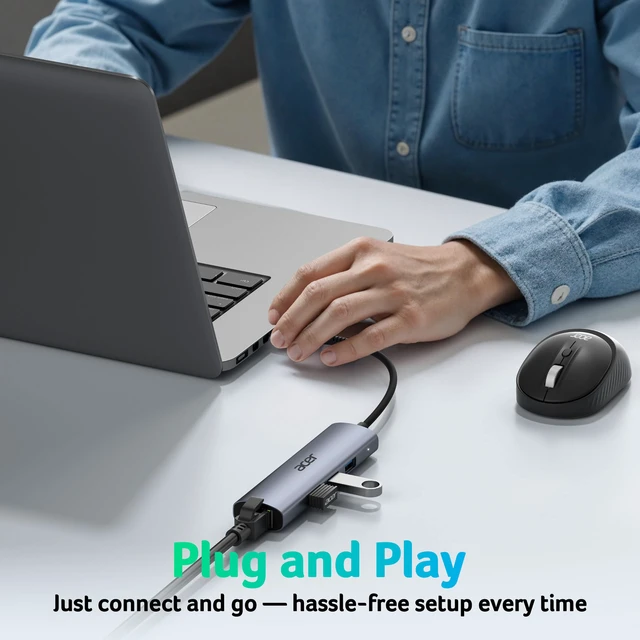 Alt view image 6 of 7 - USB to Ethernet Adapter, USBC Hub Ethernet 1Gbps with 3*USB 3.0 | USB to Network Adapter Aluminum Heat Dissipation, Driver Free for Laptop, Windows 10, 8.1, Mac OS, MacBook, iPad (0.65FT)
