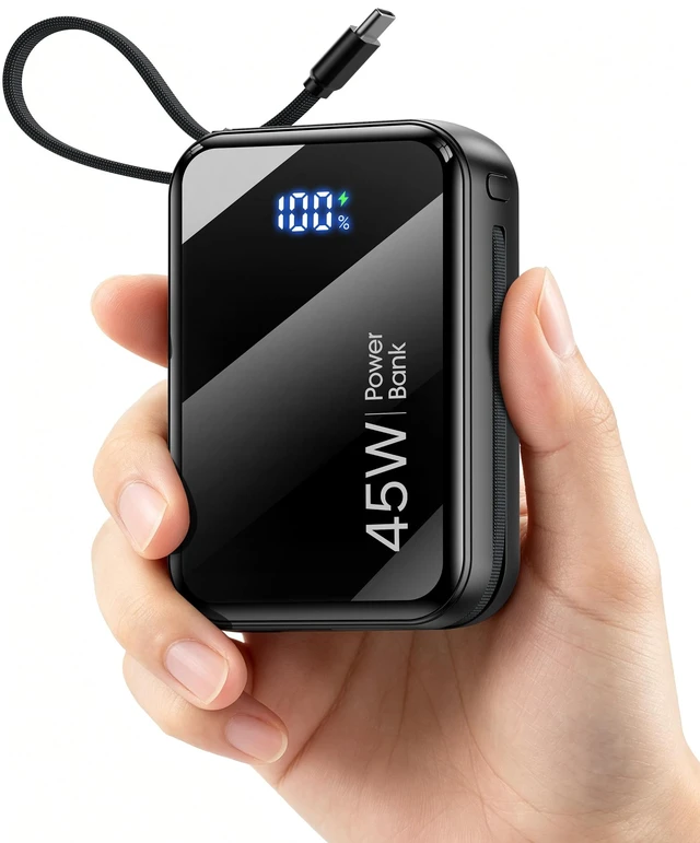 Main image of 45W Fast Charging Portable Charger, 35% Smaller 20000mAh Travel Power Bank | Flight-Safe, USB-C Cable, 70% in 30min,LED Display Travel Essential Battery Pack for iPhone 17 / Galaxy S26 Series and More