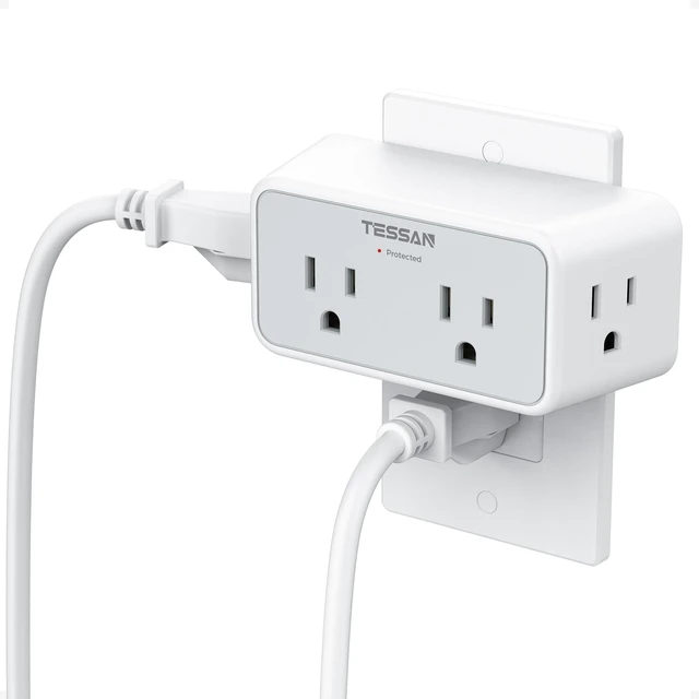 Main image of 1800J Surge Protector Outlet Extender, Multi Plug Wall Outlet, Grey | 4 Widely Outlet Splitter, 3 Sided Multiple Wall Plug Expander for Home Office Kitchen Dorm Room Essentials, 1875W