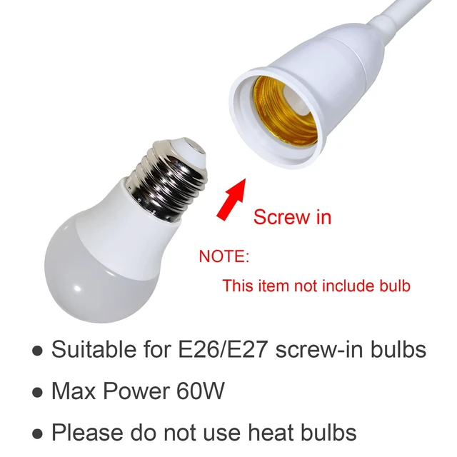 Alt view image 3 of 7 - E26/E27 Plug-in Light Socket Adapter with On/Off Switch | Flexible gooseneck adjusts lighting angle; plug into wall outlet; max 60W