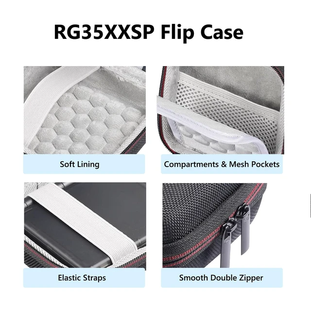 Alt view image 3 of 7 - Carrying Case for RG35XXSP/RG34XXSP Hard EVA Shell, Shockproof, Mesh Pocket | Fits RG35XXSP / Flip / 34XXSP & GBA SP Hard EVA Shell, Soft Lining, Shockproof, Lightweight, Waterproof, Carrying Strap