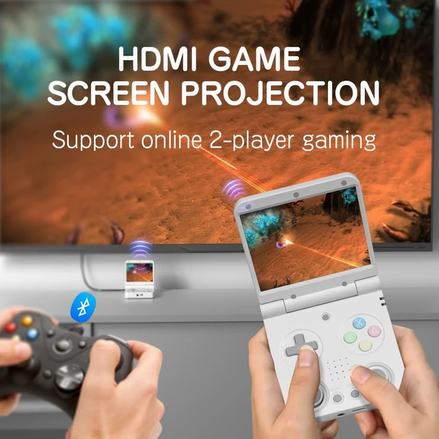 Alt view image 2 of 7 - Flip V2 Retro Handheld Gaming Console with Quiet Hinge, 3.5" 640*480 IPS Screen Dual System with 30+ Emulator Portable Video Game Hand Held Console with HDMI WiFi OTG Bluetooth, Black