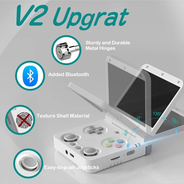 Alt view image 7 of 7 - Flip V2 Retro Handheld Gaming Console with Quiet Hinge, 3.5" 640*480 IPS Screen Dual System with 30+ Emulator Portable Video Game Hand Held Console with HDMI WiFi OTG Bluetooth, Black