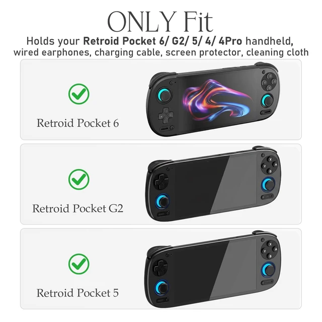 Alt view image 2 of 7 - Travel Carrying Case for Retroid Pocket 6/ G2/ 5/ 4/ 4pro Game Handheld Console (Case Only) - Hard Protective Carrying Storage Bag