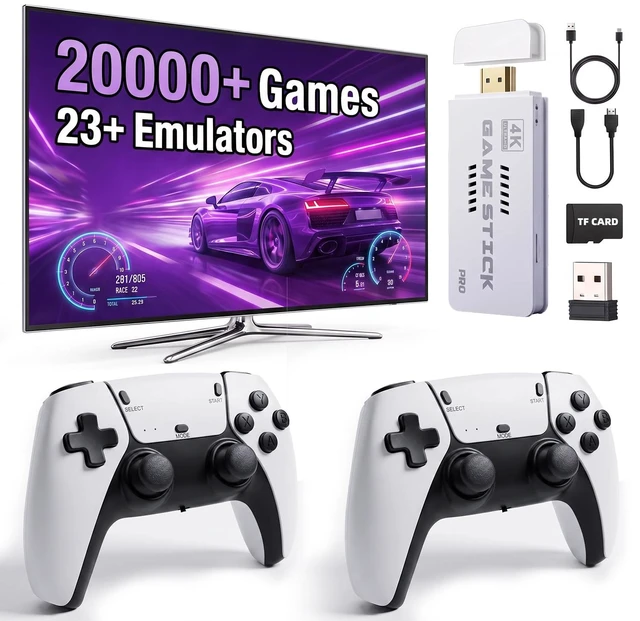 Main image of New Retro Gaming Console with 20k+ Classic Video Games & 23 Emulators | Upgraded Dual 2.4G Wireless Controllers, Plug and Play TV Game Stick