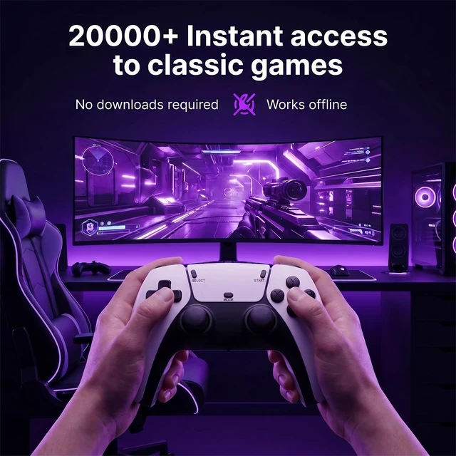 Alt view image 2 of 6 - New Retro Gaming Console with 20k+ Classic Video Games & 23 Emulators | Upgraded Dual 2.4G Wireless Controllers, Plug and Play TV Game Stick