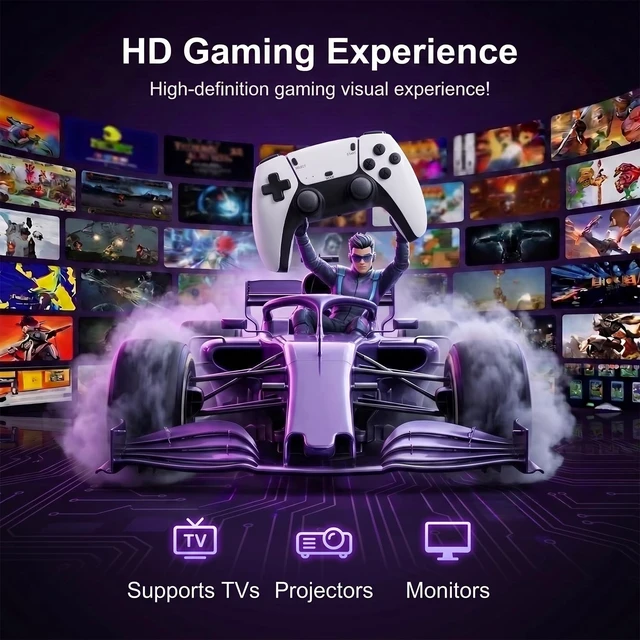 Alt view image 3 of 6 - New Retro Gaming Console with 20k+ Classic Video Games & 23 Emulators | Upgraded Dual 2.4G Wireless Controllers, Plug and Play TV Game Stick