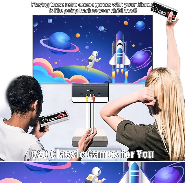 Alt view image 2 of 7 - New Wireless Retro Gaming Console Built-in 620 Video Games | AV Output 8-Bit Classic Rereo Game Console with 2 Wireless Controllers, Plug & Play TV Nostalgia Gaming Gifts