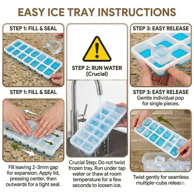 Alt view image 2 of 5 - Silicone Ice Cube Trays with Lids - Flexible BPA-Free Variety Pack | Easy-release, spill-resistant, makes 14 cubes, top-rack dishwasher safe