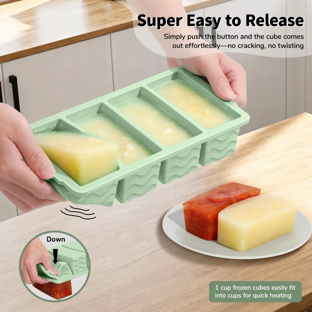 Alt view image 4 of 7 - 3-Pack Silicone Freezer Trays with Lid, Soup Freezer Container Molds | 2 Large 2-Cup, 4 Medium 1-Cup, 6 Small 1/2-Cup, BPA Free, Ice Cube Tray for Soup, Stews, Sauces, Meal Prep, Broth, Leftovers