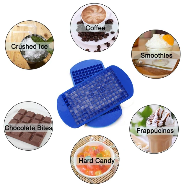 Alt view image 4 of 7 - Silicone Mini Ice Cube Trays 2 Pack, 160 Small Ice Cube Molds Easy Release Crushed Ice Cube for Chilling Whiskey Cocktail, BPA Free Flexible Stackable and Durable Soft Mold Storage Containers