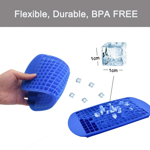 Alt view image 6 of 7 - Silicone Mini Ice Cube Trays 2 Pack, 160 Small Ice Cube Molds Easy Release Crushed Ice Cube for Chilling Whiskey Cocktail, BPA Free Flexible Stackable and Durable Soft Mold Storage Containers
