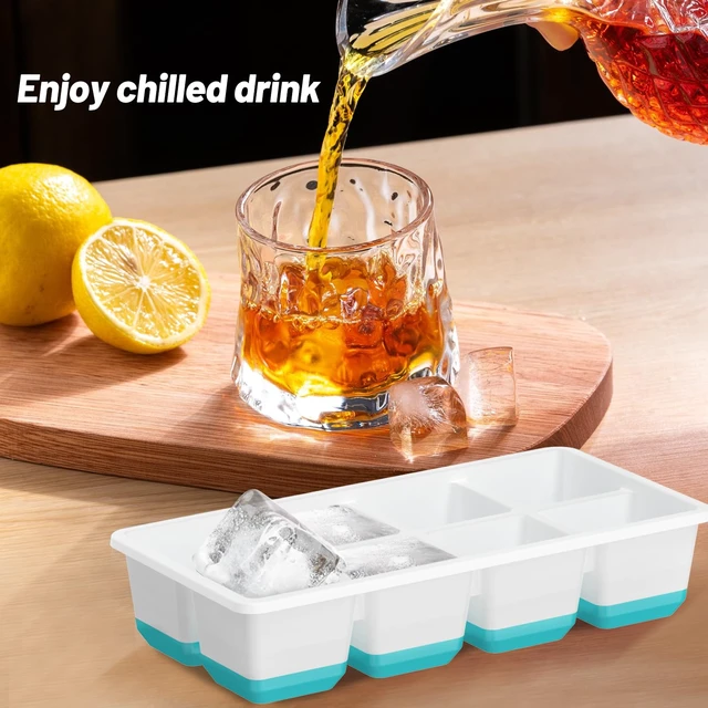 Alt view image 6 of 7 - Ice Cube Tray, 2 Pack Reusable Large Ice Cube Molds with Lid | Blue | Easy Release Silicone Base Design | Food-Grade Material | Stackable Space-Saving Design | BPA Free and Dishwasher