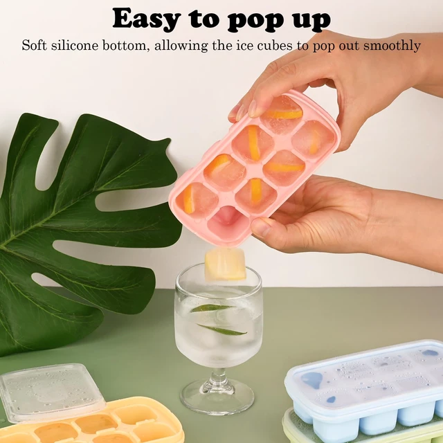 Alt view image 3 of 6 - 4 Pack Mini Ice Cube Trays with Lids,32-Cube Ice Trays for Freezer | Durable Silicone & Plastic Easy-Release,Stackable,Applicable Mini or Small Fridge,Dorm,RV,Travel