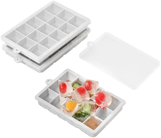 Main image of Ice Cube Tray, 3 Pack Silicone Ice Cube Molds, Silicone Ice Cube Trays, Silicone Ice Trays, Easier to Release, BPA Free for Alcohol/Coffee/Beverages (15 Grid Marble Color)