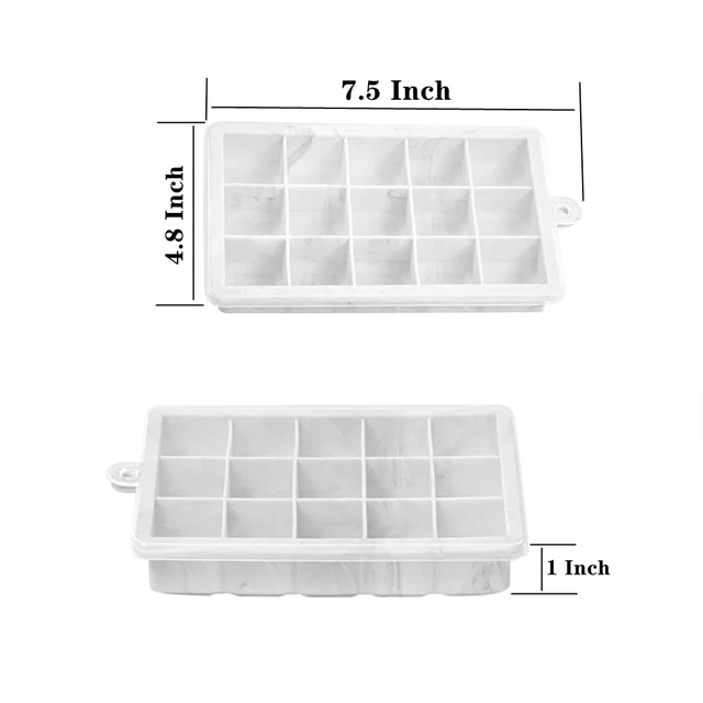 Alt view image 3 of 7 - Ice Cube Tray, 3 Pack Silicone Ice Cube Molds, Silicone Ice Cube Trays, Silicone Ice Trays, Easier to Release, BPA Free for Alcohol/Coffee/Beverages (15 Grid Marble Color)