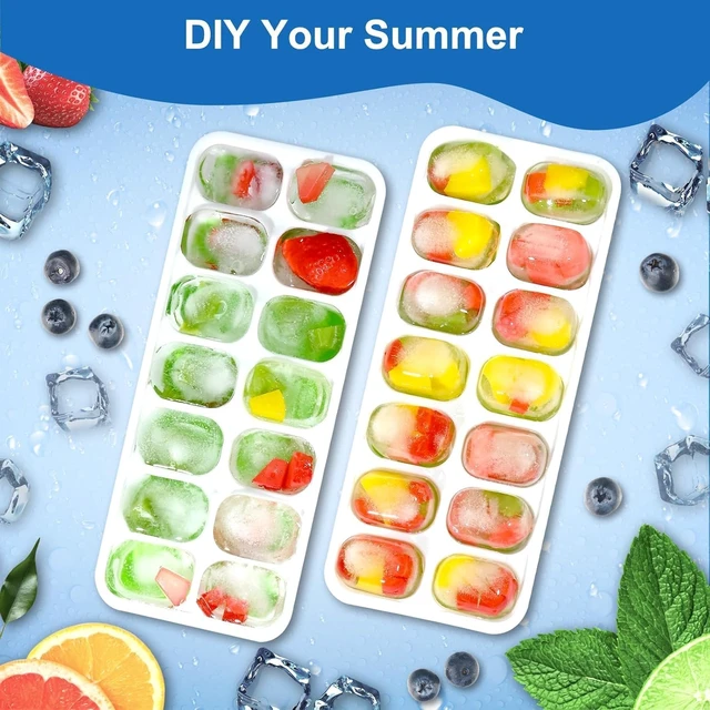 Alt view image 3 of 6 - Ice Cube Trays with Lids for Freezer, 4 Pack Silicone Set, 56 Cubes | Easy-release reusable ice molds, sturdy PP frame, BPA-free; stackable & dishwasher safe for whiskey, cocktails & baby food