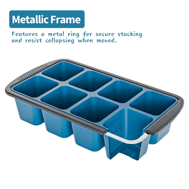 Alt view image 2 of 7 - Ice Cube Tray For Freezer, 16 Large 1/2 Cub Cubes, Silicone Ice Trays For Freezer With Lid, Heavy-duty, Sturdy and Easy to Demold, Suitable for whisky, coffee, Herbs, Purees, 2-Pack