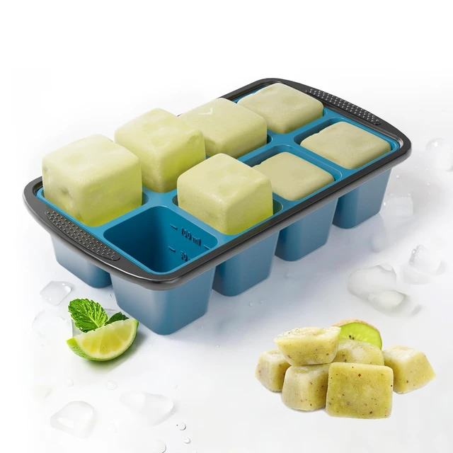 Alt view image 3 of 7 - Ice Cube Tray For Freezer, 16 Large 1/2 Cub Cubes, Silicone Ice Trays For Freezer With Lid, Heavy-duty, Sturdy and Easy to Demold, Suitable for whisky, coffee, Herbs, Purees, 2-Pack