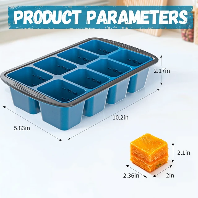 Alt view image 7 of 7 - Ice Cube Tray For Freezer, 16 Large 1/2 Cub Cubes, Silicone Ice Trays For Freezer With Lid, Heavy-duty, Sturdy and Easy to Demold, Suitable for whisky, coffee, Herbs, Purees, 2-Pack