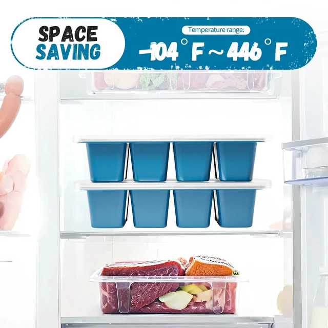 Alt view image 6 of 7 - Ice Cube Tray For Freezer, 16 Large 1/2 Cub Cubes, Silicone Ice Trays For Freezer With Lid, Heavy-duty, Sturdy and Easy to Demold, Suitable for whisky, coffee, Herbs, Purees, 2-Pack