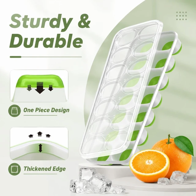 Alt view image 3 of 7 - 3-Pack Ice Cube Trays with Lids - 42-Cube Durable Silicone & Plastic Easy Release Ice Molds with Storage Container & Scoop for Kitchen, RV, Cocktails, Coffee & Drink