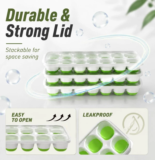 Alt view image 6 of 7 - 3-Pack Ice Cube Trays with Lids - 42-Cube Durable Silicone & Plastic Easy Release Ice Molds with Storage Container & Scoop for Kitchen, RV, Cocktails, Coffee & Drink