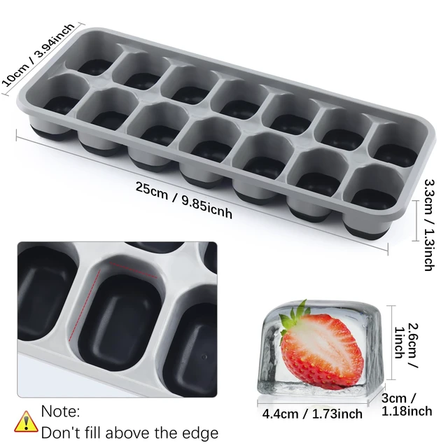 Alt view image 5 of 6 - Ice Cube Tray 4 Pack, Easy-Release & Flexible 56 pcs Silicone Ice Cube Trays with Spill-Resistant Removable Lid, Stackable Ice Trays with Covers for Freezer, Cocktail