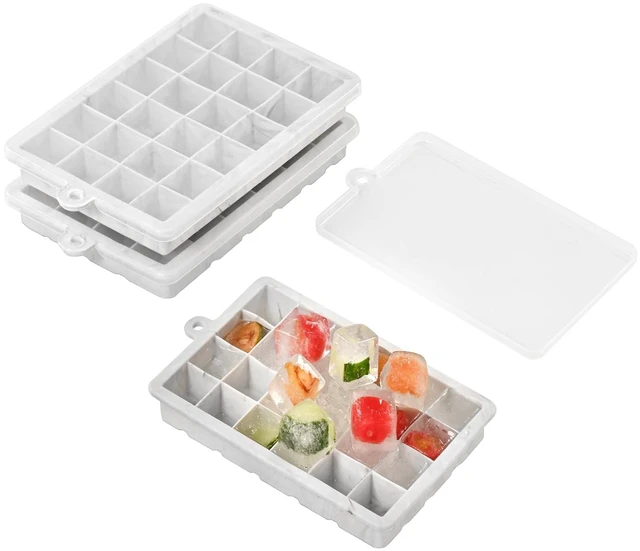 Main image of Ice Cube Tray, 3 Pack Silicone Ice Cube Molds, Silicone Ice Cube Trays, Silicone Ice Trays, Easier to Release, BPA Free for Alcohol/Coffee/Beverages (24 Grid Marble Color)
